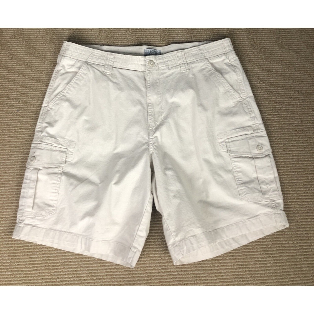Ocean‎ Coast Cargo Shorts Mens 38 Beige Cotton Stretch Casual Wear Elastic Waist
